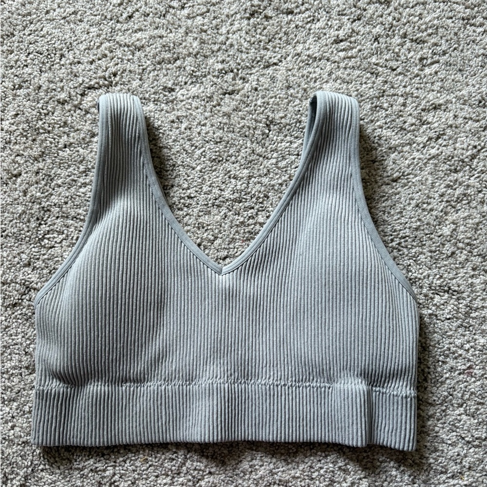 Aerie Light Gray Ribbed Top